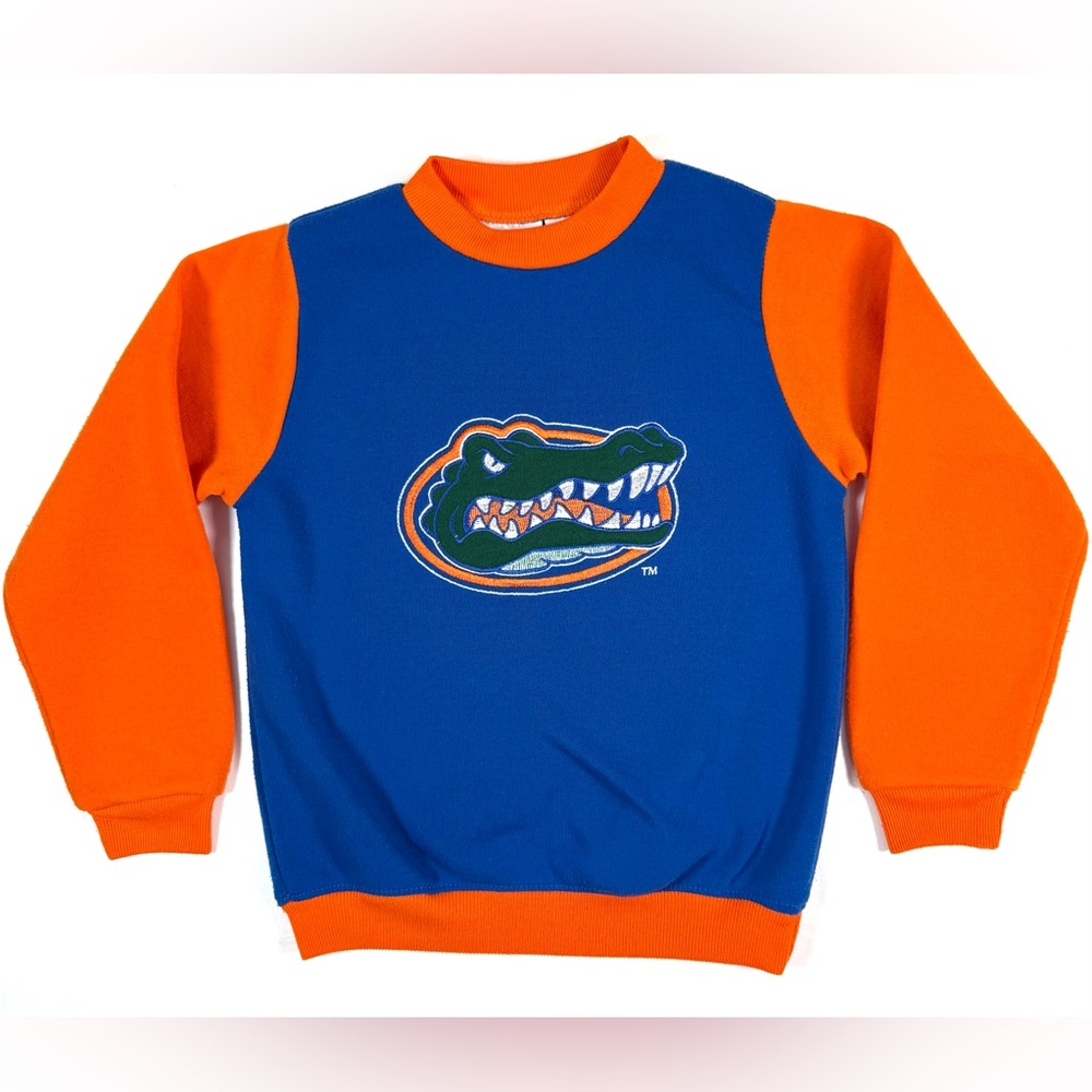 VINTAGE COLLEGIATE Florida Gators 90s Y2K Kids Fleece Crewneck‎ Youth 7 UF Retro
